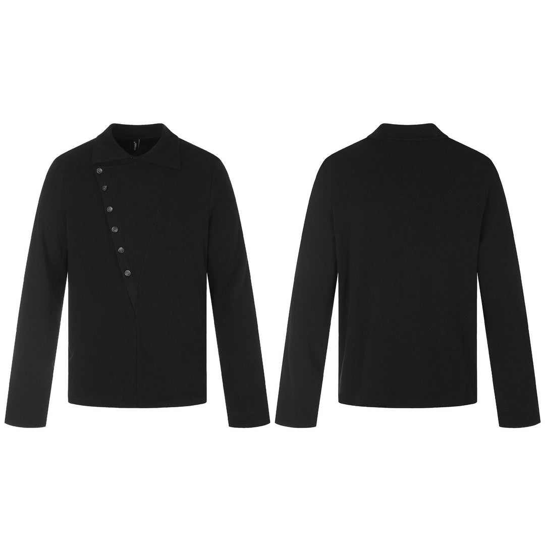 Herren Asymmetrische Hemdjacke mit Kentkragen und verdeckter Knopfleiste Shop Nory