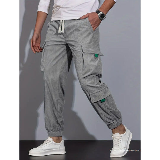 Herren Cord-Cargo-Jogginghose mit Tunnelzug und multifunktionalen Klapp- & Reißverschlusstaschen Shop Nory