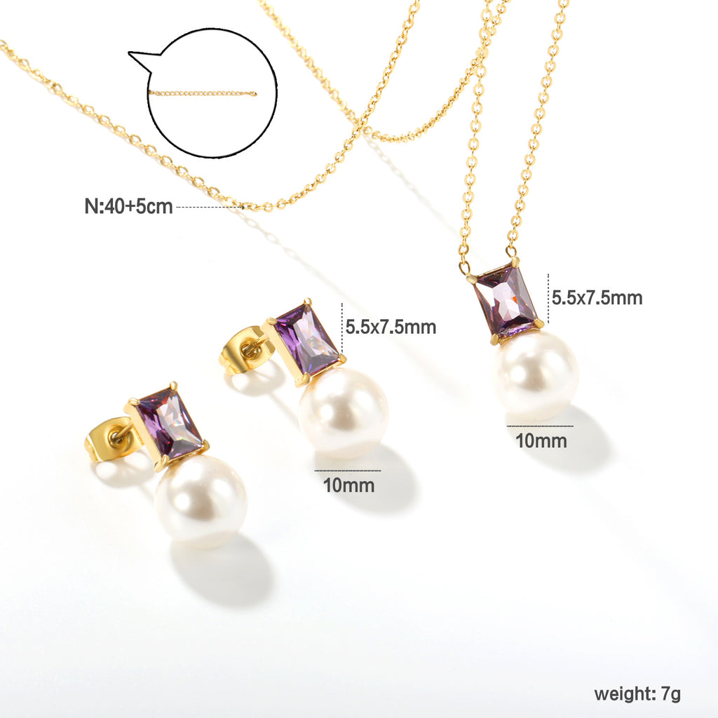 Damen Modeschmuckset mit eleganter Perlensilhouette und funkelnden Zirkonia Shop Nory