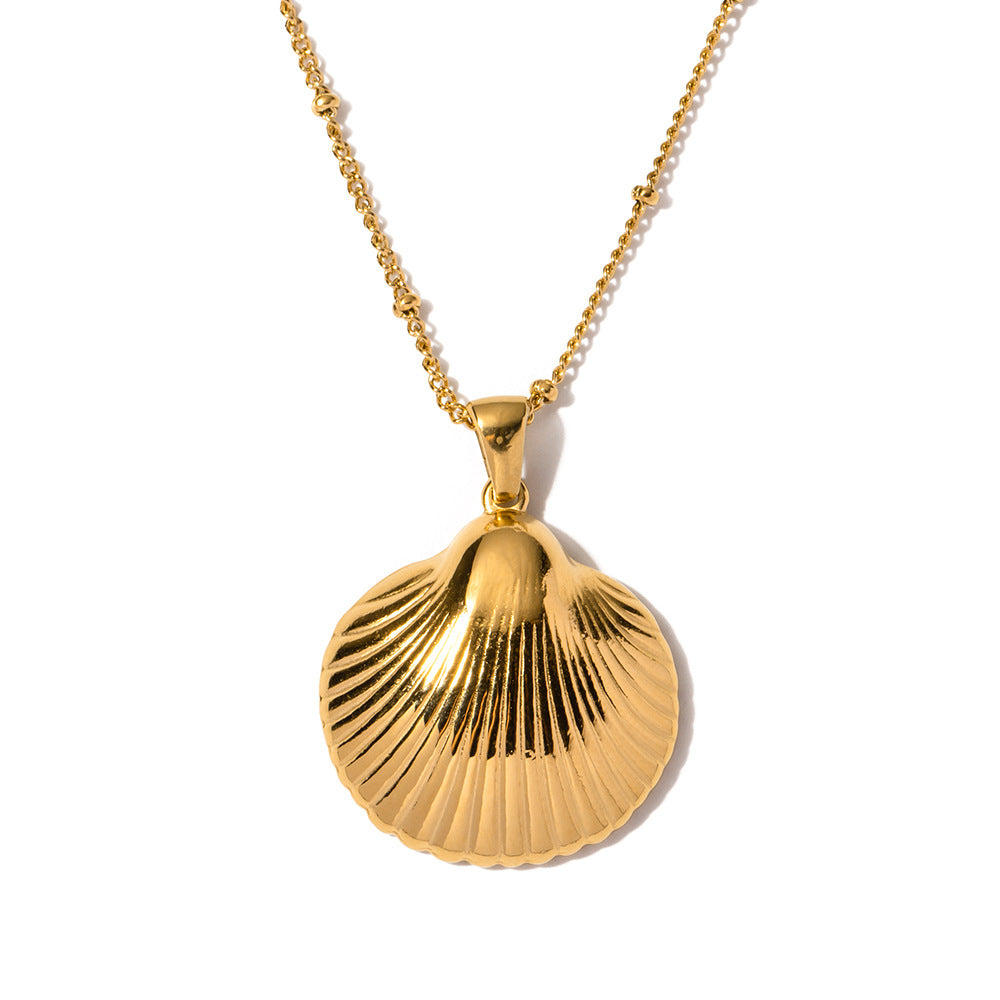 Damen Halskette mit muschelförmigem Anhänger aus hypoallergenem Edelstahl Shop Nory