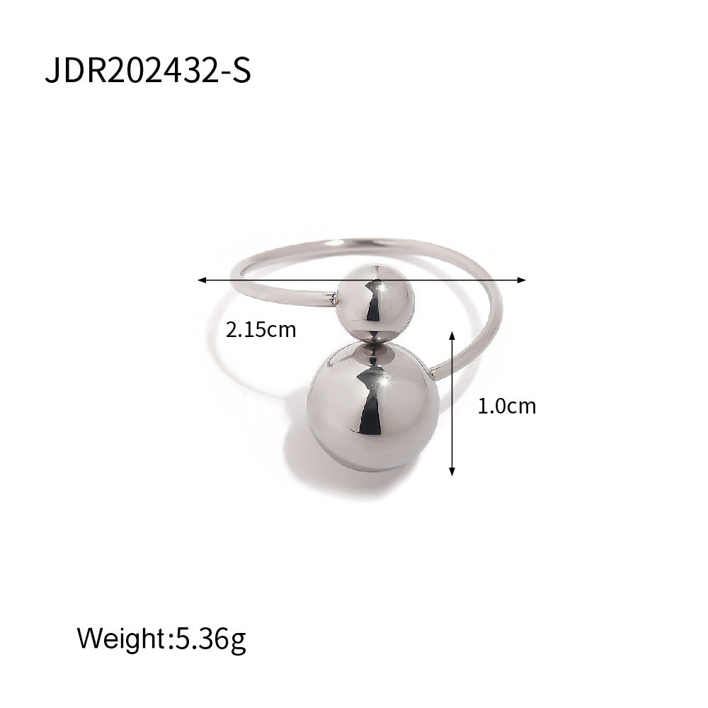 Damen Offener Ring mit modernen Kugeldesigns und hypoallergener Edelstahlverarbeitung Shop Nory