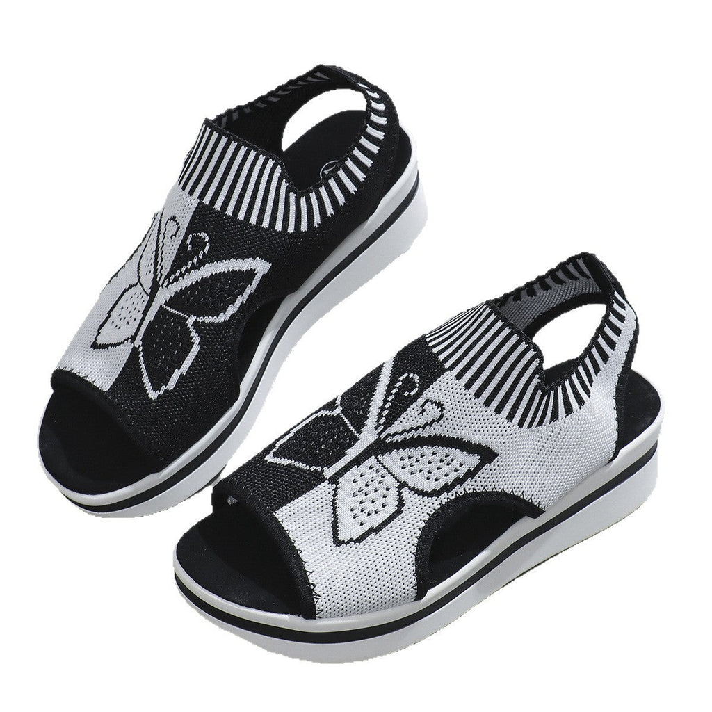 Damen Sportliche Plateau-Sandalen mit modischem Schmetterlingsdesign