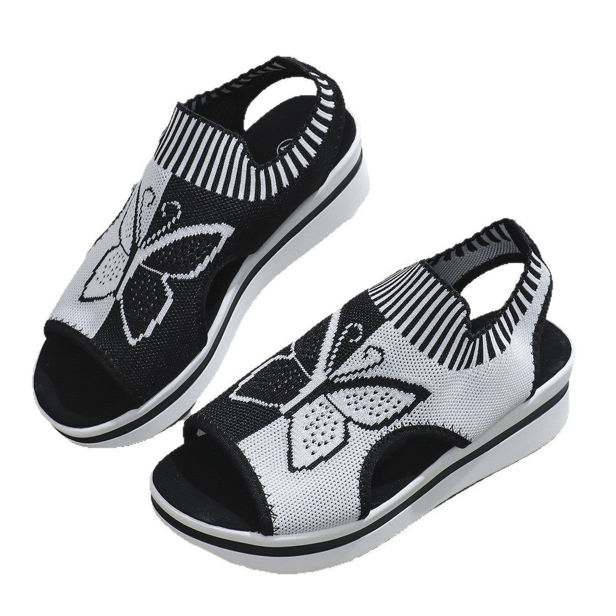Damen Sportliche Plateau-Sandalen mit modischem Schmetterlingsdesign