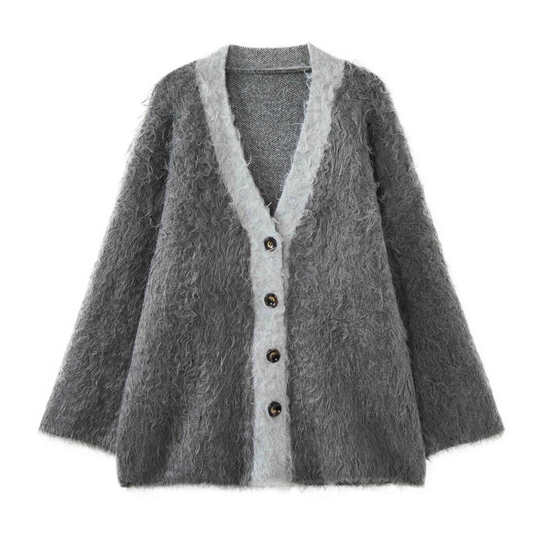 Damen Flauschiger Langhaar‑Strickcardigan mit Knopfleiste und Oversize‑Silhouette Shop Nory