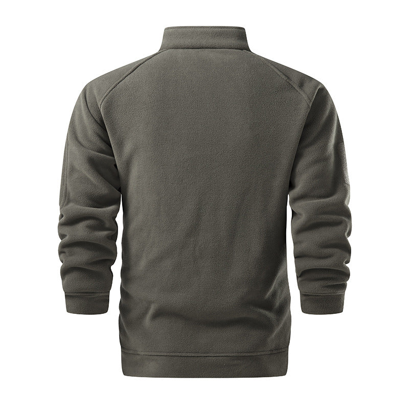 Herren Taktischer Microfleece-Troyer mit hohem Stehkragen, Ärmel‑Zipfach und Raglanärmeln Shop Nory