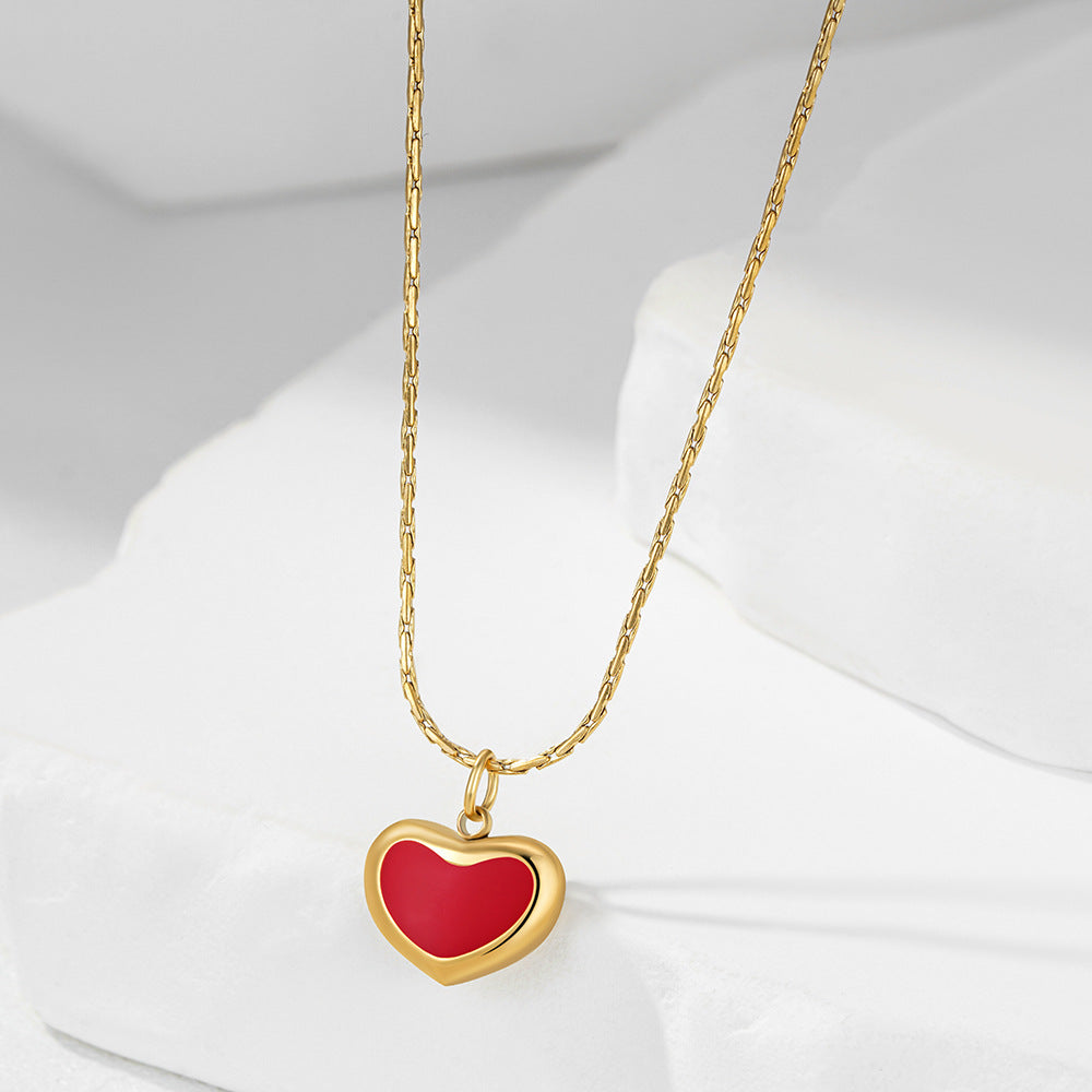 Damen Halskette mit Herzanhänger aus Edelstahl und rotem Zirkonia Shop Nory