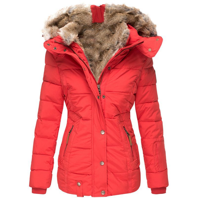 Damen Stepp-Parka mit tailliertem Schnitt und Kunstfellkapuze Shop Nory