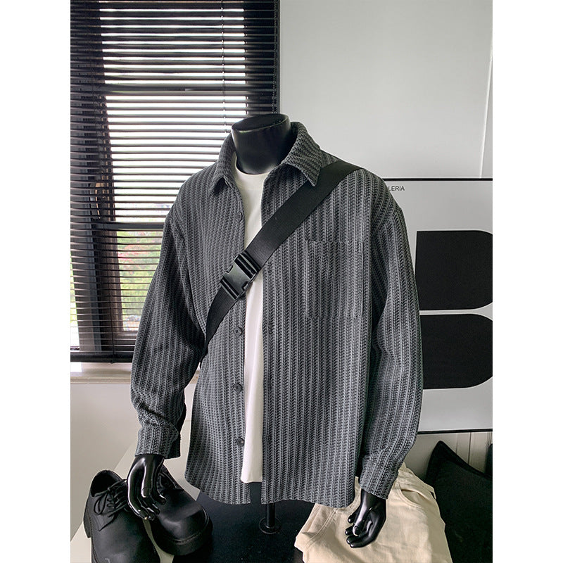 Herren Texturierte Overshirt‑Hemdjacke aus Strick mit Kentkragen Shop Nory