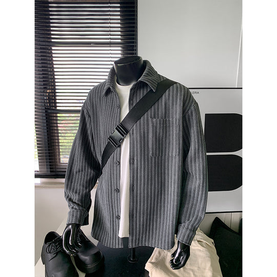 Herren Texturierte Overshirt‑Hemdjacke aus Strick mit Kentkragen Shop Nory