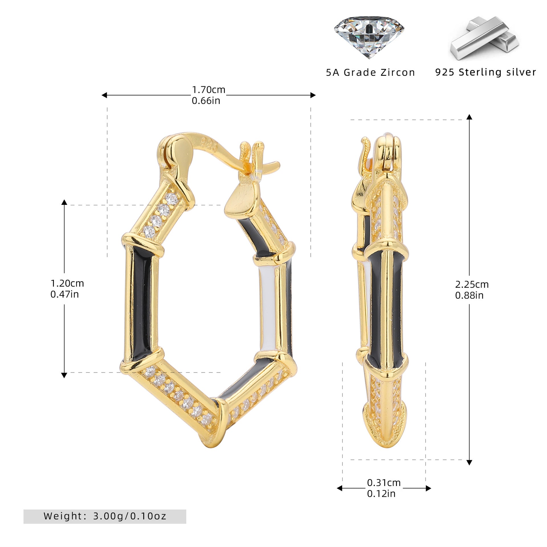 Damen Ohrringe mit eleganten Zirkon-Details und hochwertiger 925 Sterling Silberfassung Shop Nory