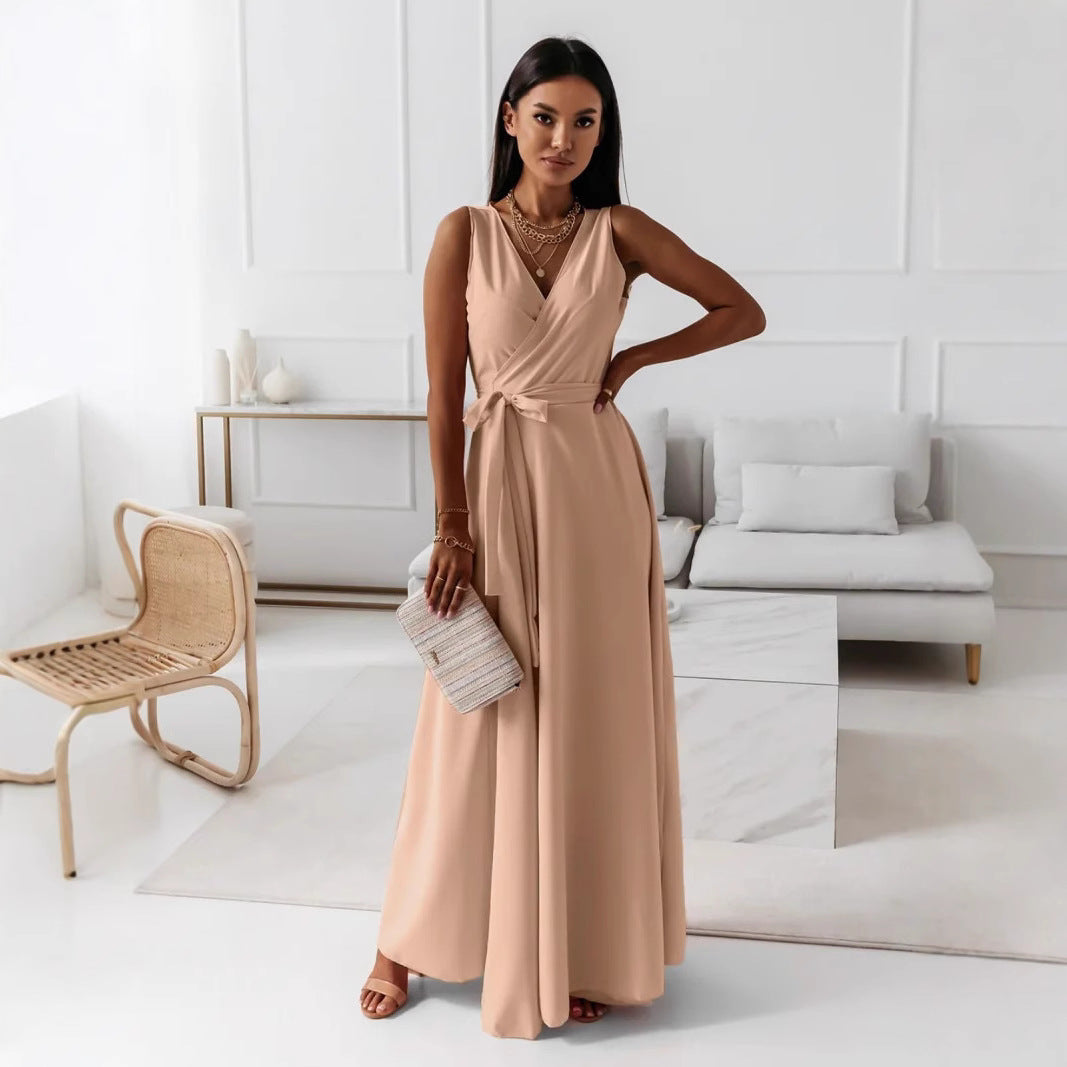 Damen elegantes Wickelkleid mit Taillengürtel