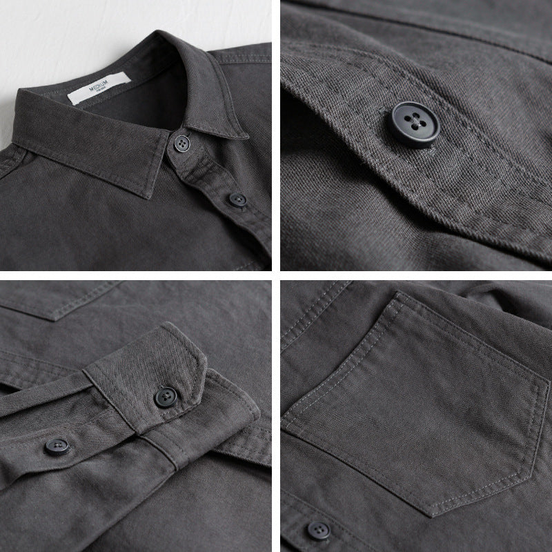 Herren Utility-Hemdjacke aus Baumwolltwill mit verdeckter Knopfleiste und Relaxed-Schnitt Shop Nory