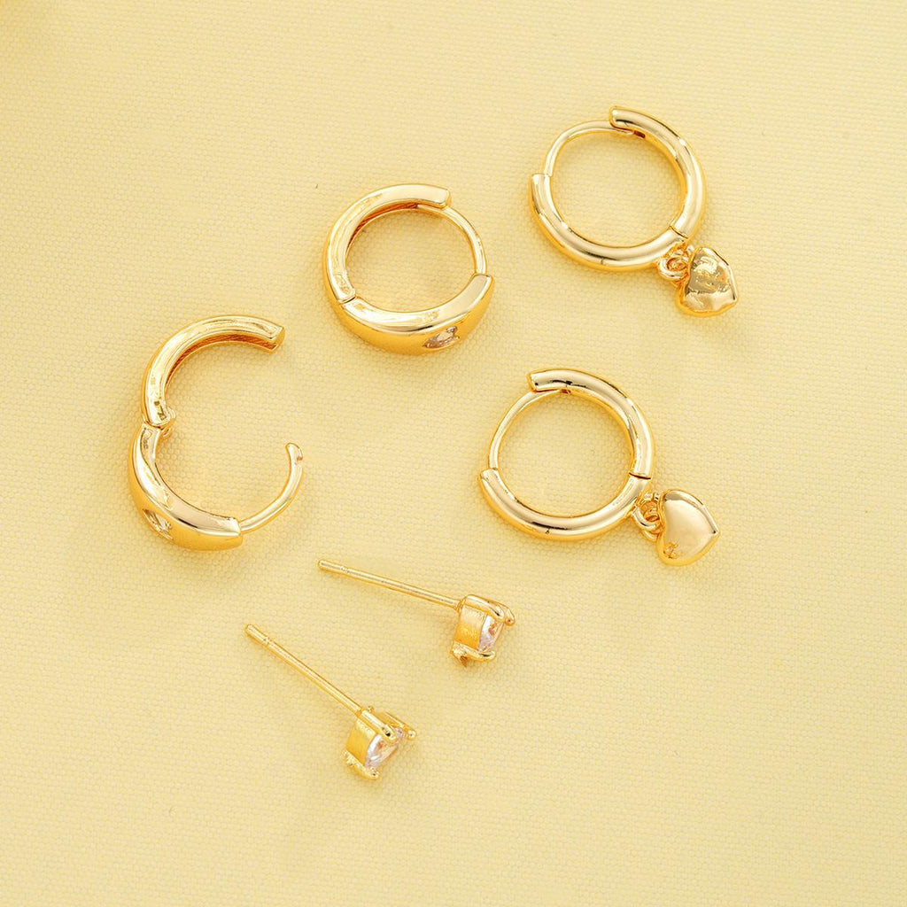 Damen Ohrringe-Set mit herzförmigen Anhängern und funkelnden Zirkonia Shop Nory
