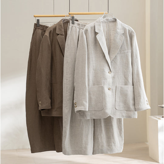 Damen Leinenmix Palazzo-Hose mit hohem Bund, elastischem Einsatz und Eingrifftaschen Shop Nory