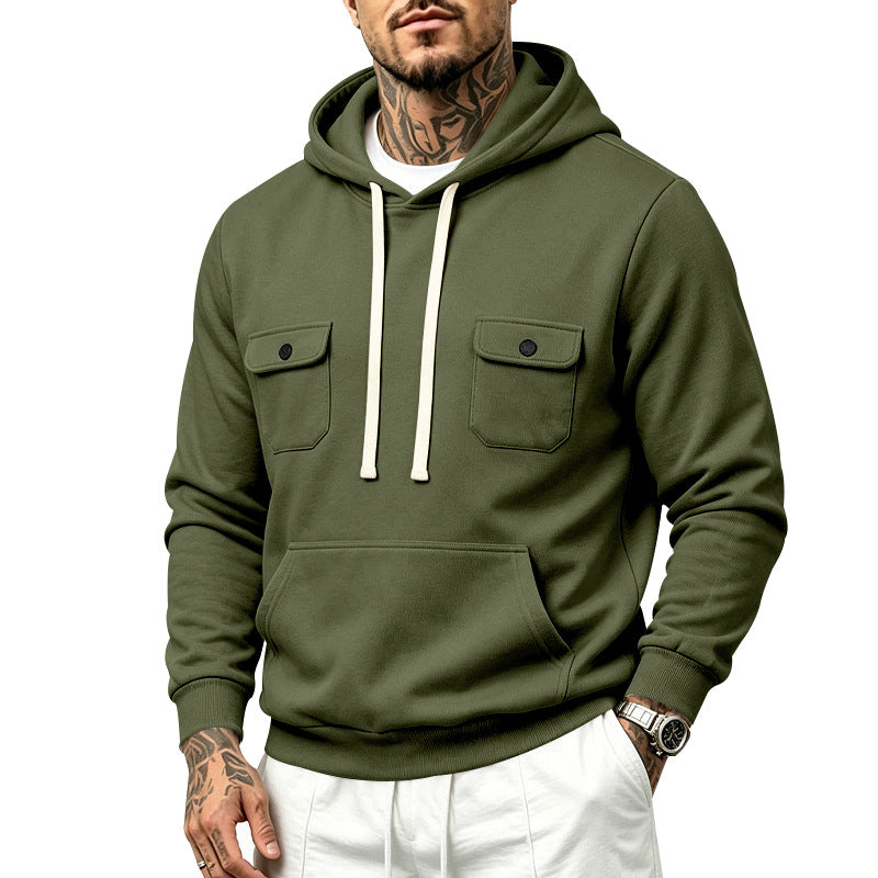 Herren Kapuzenpullover mit Doppel-Brusttaschen und Kängurutasche Shop Nory