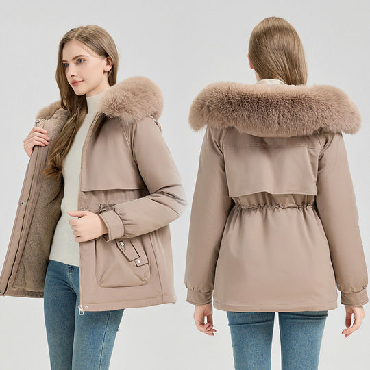 Damen nan taillierter Funktionsparka mit XXL-Kapuze, weichem Fleecefutter und multifunktionalen Pattentaschen Shop Nory