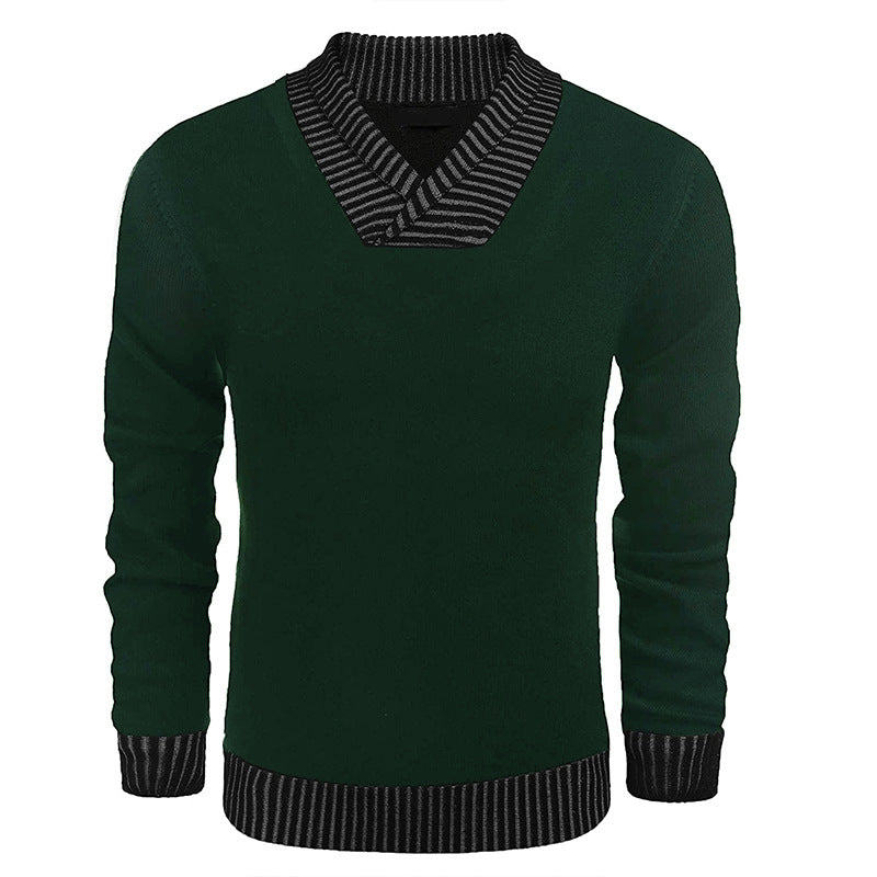 Herren Feinstrick-Pullover mit V-Ausschnitt und kontrastierendem Rippkragen Shop Nory