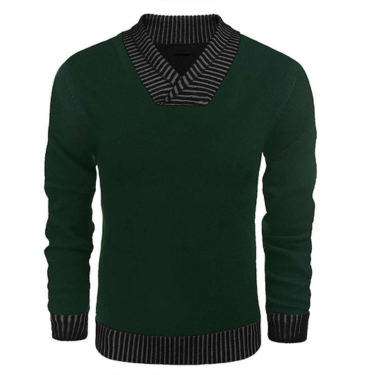 Herren Feinstrick-Pullover mit V-Ausschnitt und kontrastierendem Rippkragen Shop Nory