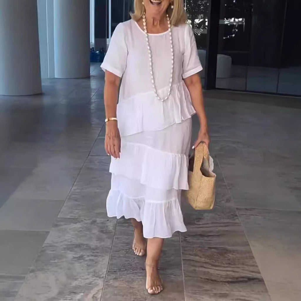 Damen sommerliches Freizeitkleid mit schwingendem Saum Shopnory