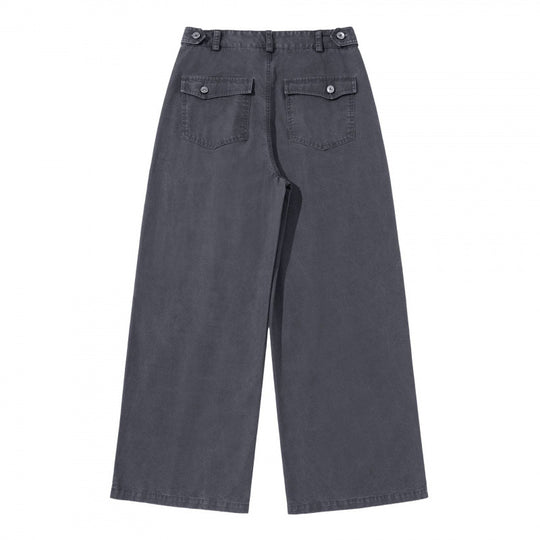 Damen Weite Bundfalten-Hose mit hoher Taille und weitem Bein Shop Nory