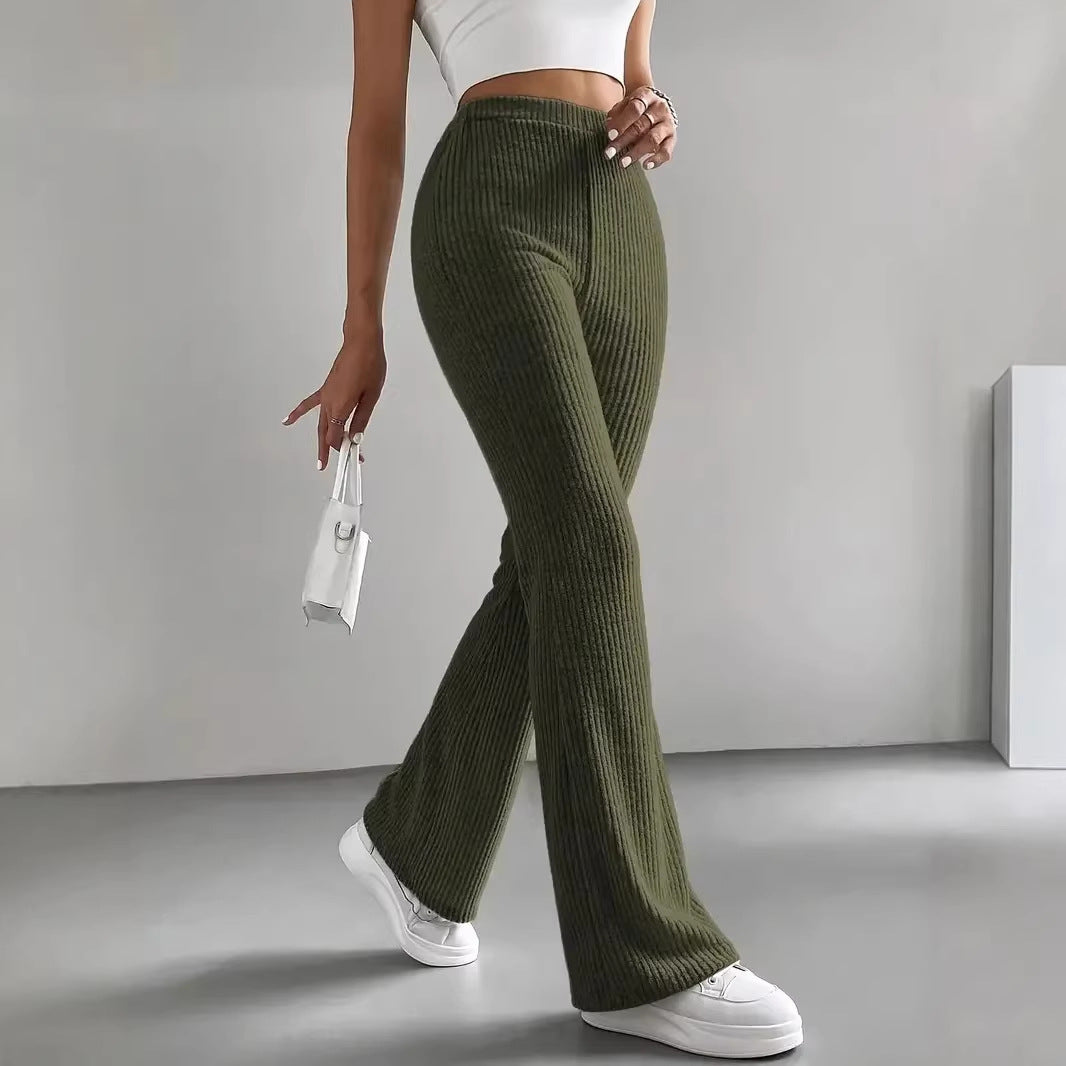 Damen Gerippte High‑Waist Schlaghose aus weichem Feinstrick Shop Nory