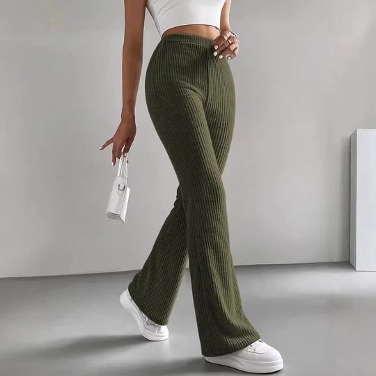 Damen Gerippte High‑Waist Schlaghose aus weichem Feinstrick Shop Nory