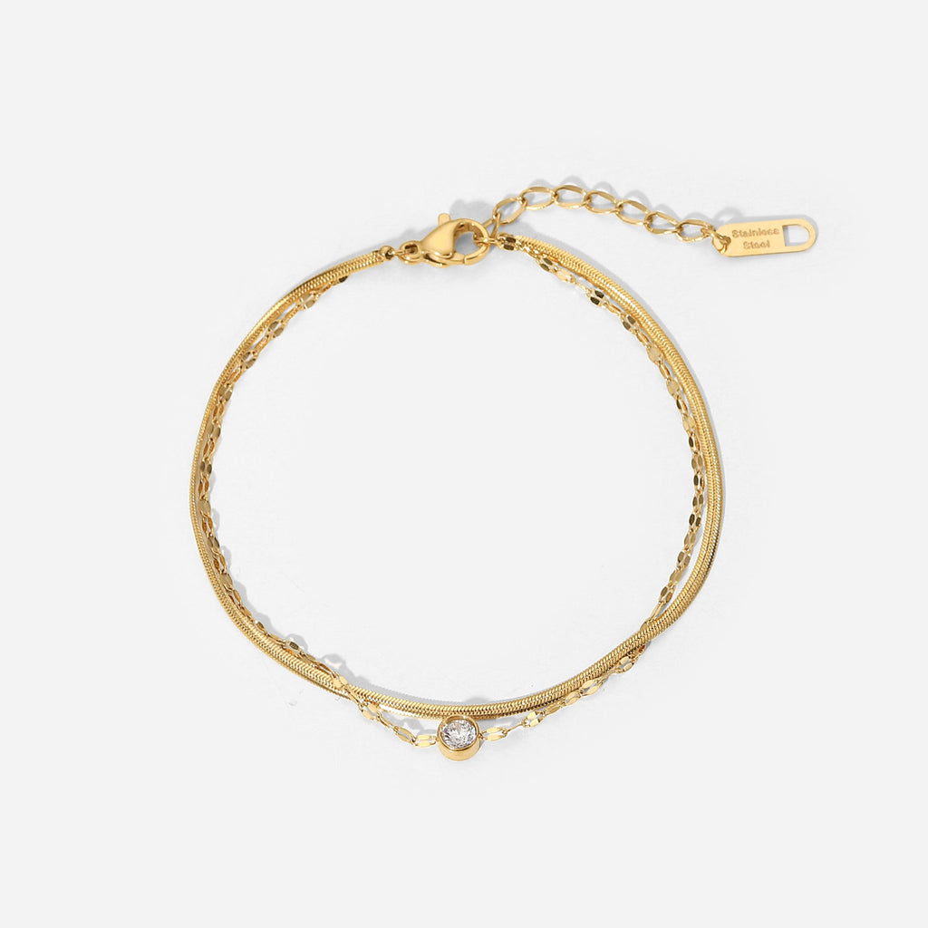 Damen Armband mit feinem Kettendesign und eleganten Zirkonsteinen Shop Nory