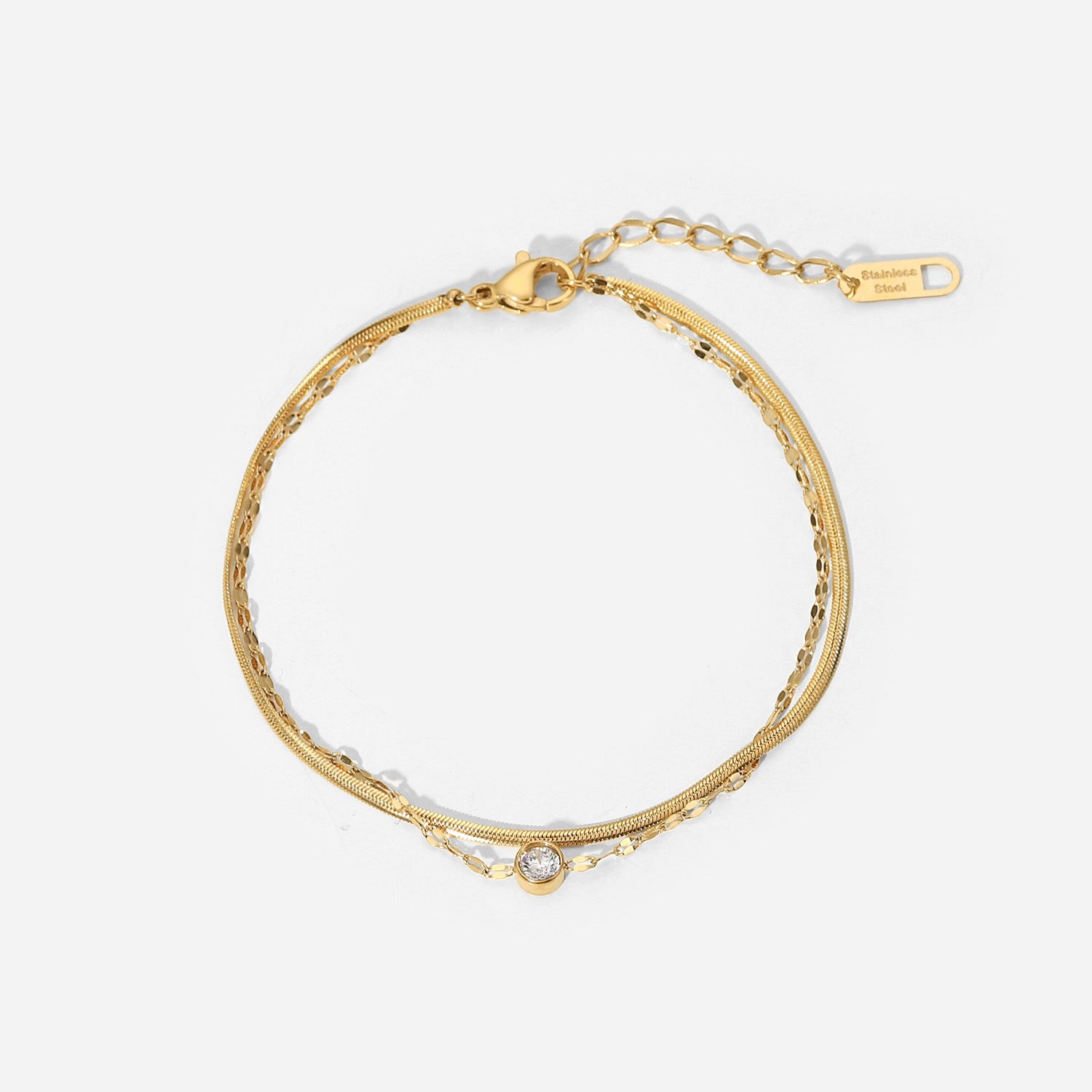 Damen Armband mit feinem Kettendesign und eleganten Zirkonsteinen Shop Nory