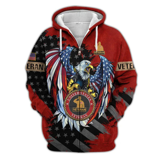 Herren Kapuzensweater mit amerikanischem Veteranenmotiv Shop Nory