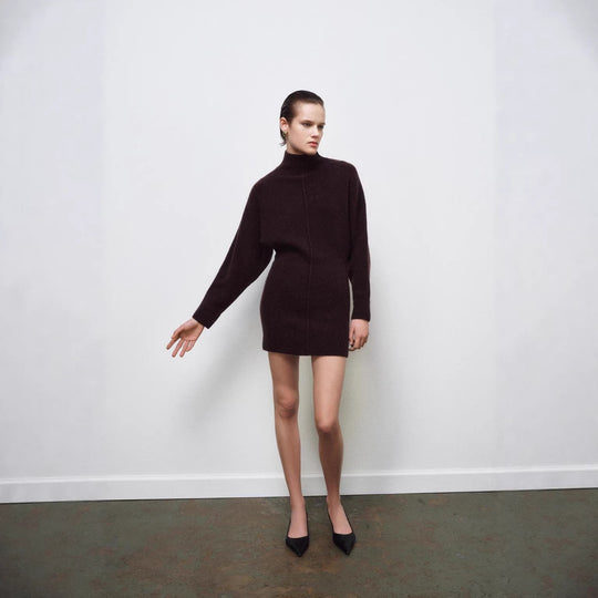 Damen Oversized Strickkleid mit Rollkragen und Ballonärmeln Shop Nory