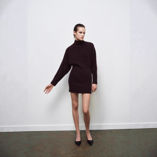 Damen Oversized Strickkleid mit Rollkragen und Ballonärmeln Shop Nory