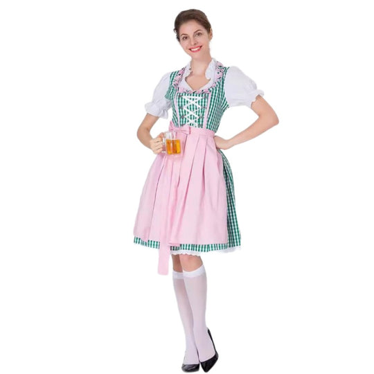 Damen nan traditionelles Oktoberfest Dirndl mit Rüschenbluse, geschnürtem Mieder und Schleifen-Schürze Shop Nory