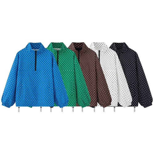 Damen leichter gepunkteter Anorak mit halbem Reißverschluss und Tunnelzug Shop Nory