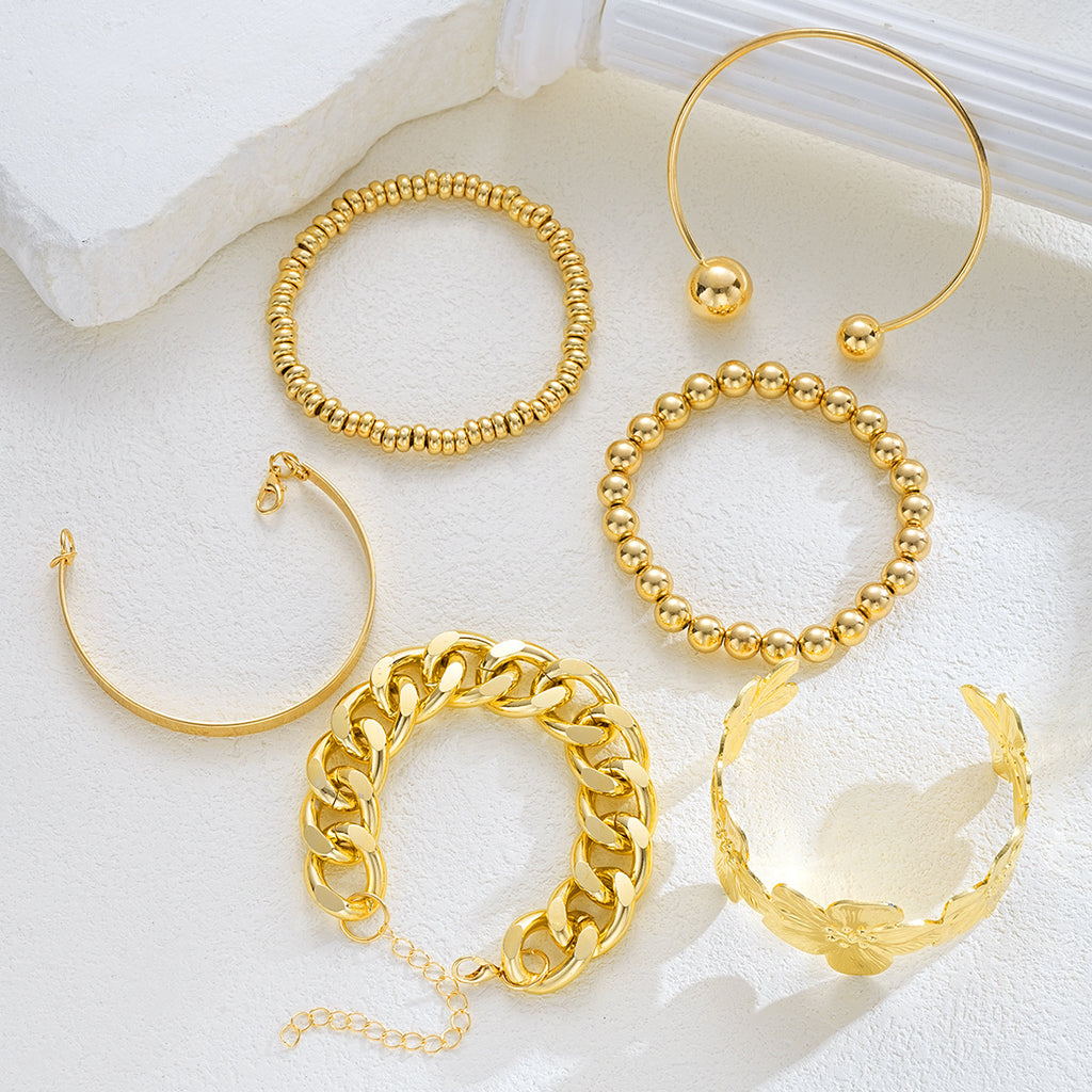 Damen Armreifen-Set mit kunstvollen blumenverzierten Designs Shop Nory