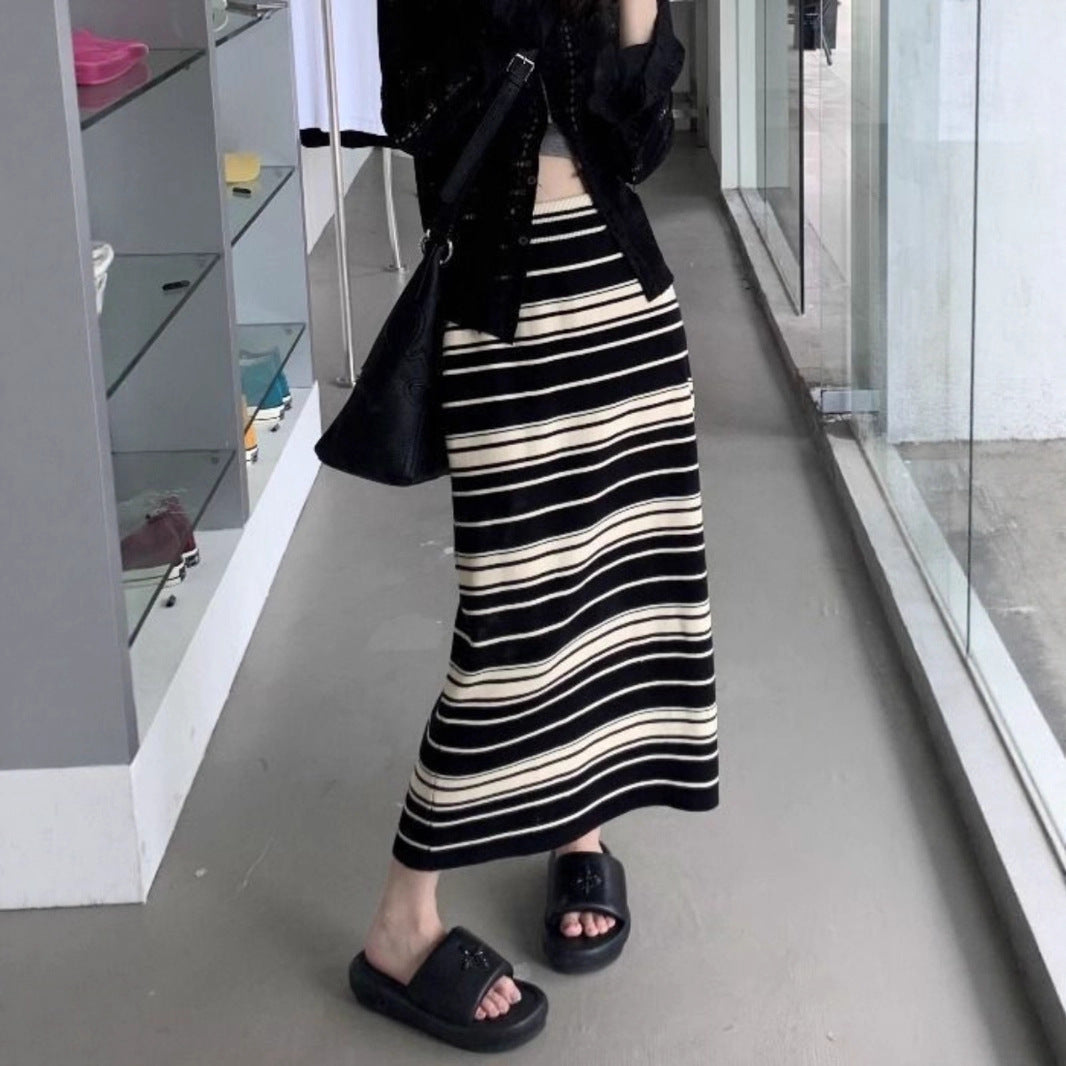 Damen Langer gestreifter Maxirock Shop Nory