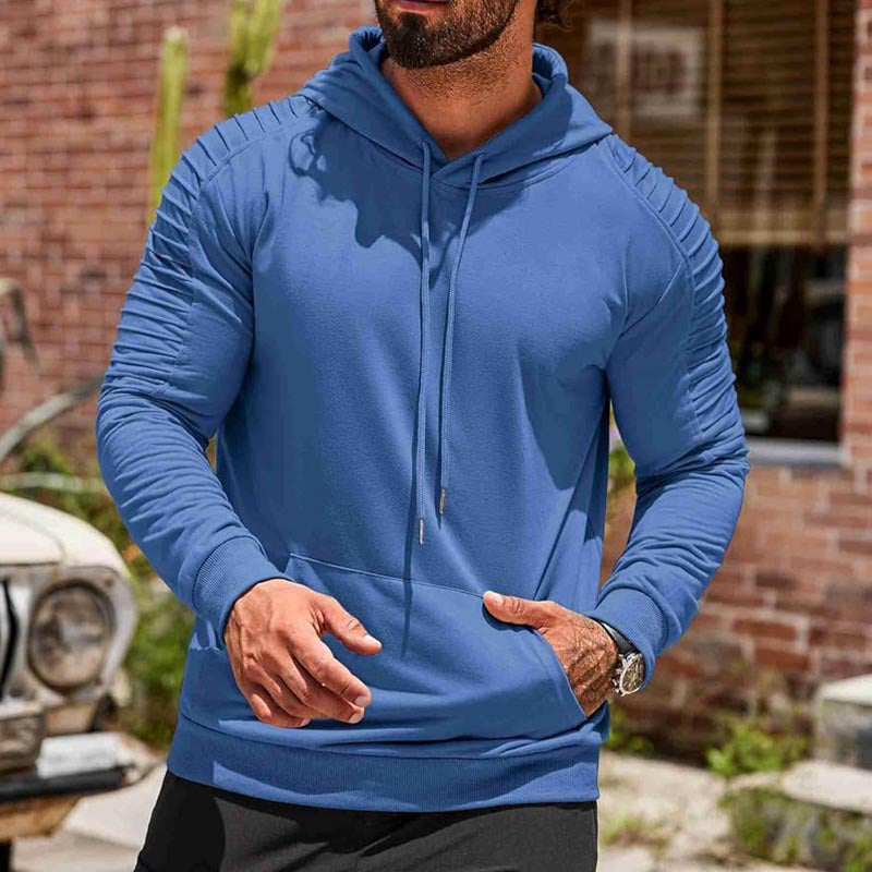 Herren Kapuzenpullover figurbetonter Schnitt mit gerafften Schulterbahnen und Kängurutasche Shop Nory