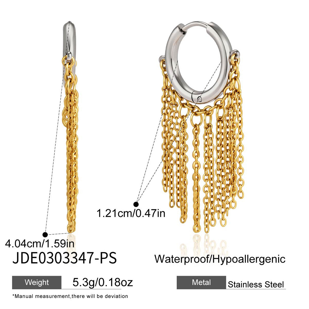 Damen Ohrhänger mit angesagtem Ketten-Design aus rostfreiem Edelstahl Shop Nory