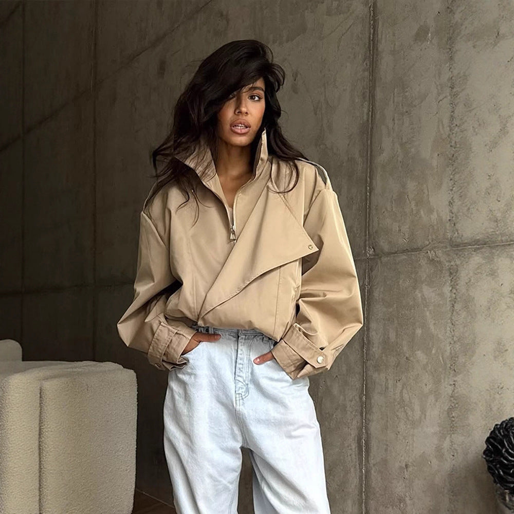 Damen lässige Oversized-Jacke mit stylischem Revers Shopnory