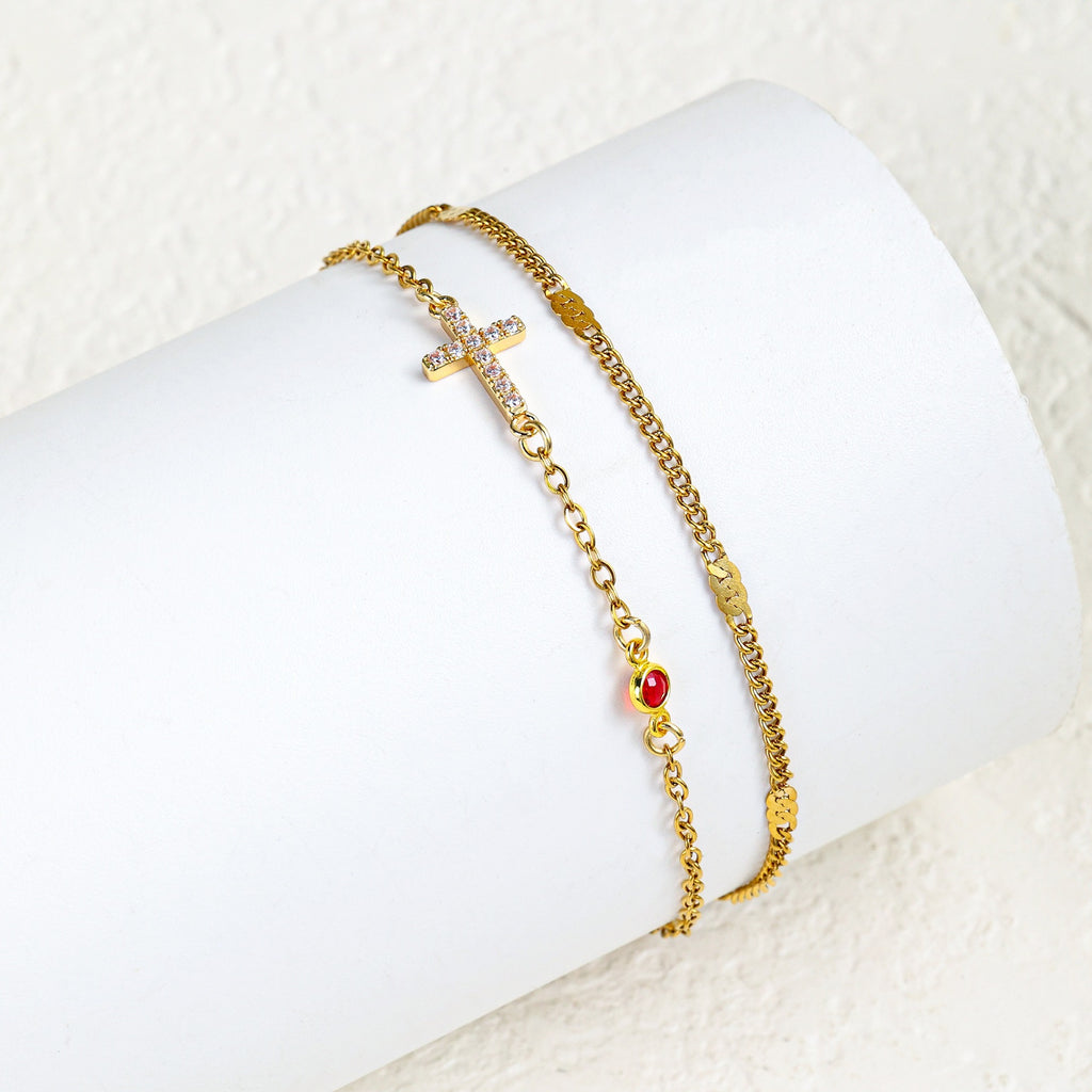 Damenarmband mit christlichem Kreuz und funkelnden Strasssteinen Shop Nory