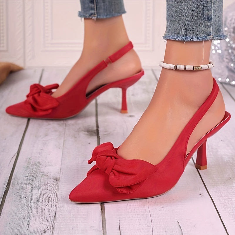 Damen elegante Slingback-Pumps mit dekorativem Schleifen-Detail