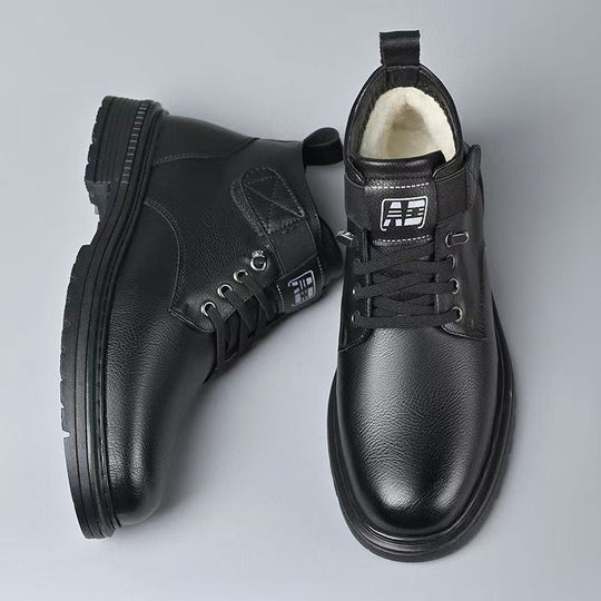 Herren Thermisch gefütterte knöchelhohe Lederimitat-Stiefel mit rutschfester Profilsohle Shop Nory