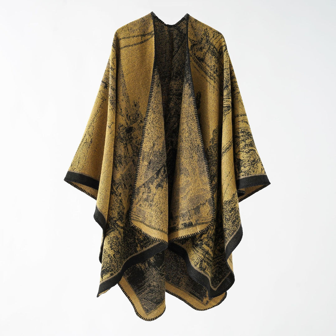 Damen Gewebter Cape-Überwurf mit Jacquard-Struktur und kontrastkettelung Shop Nory