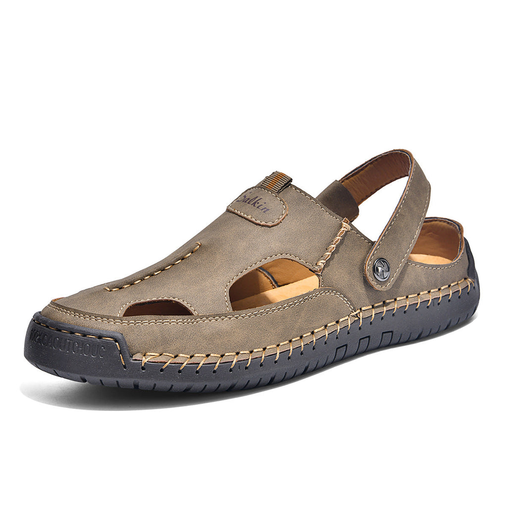 Herren luftige Leder-Sandalen mit verstellbarem Riemen Shopnory