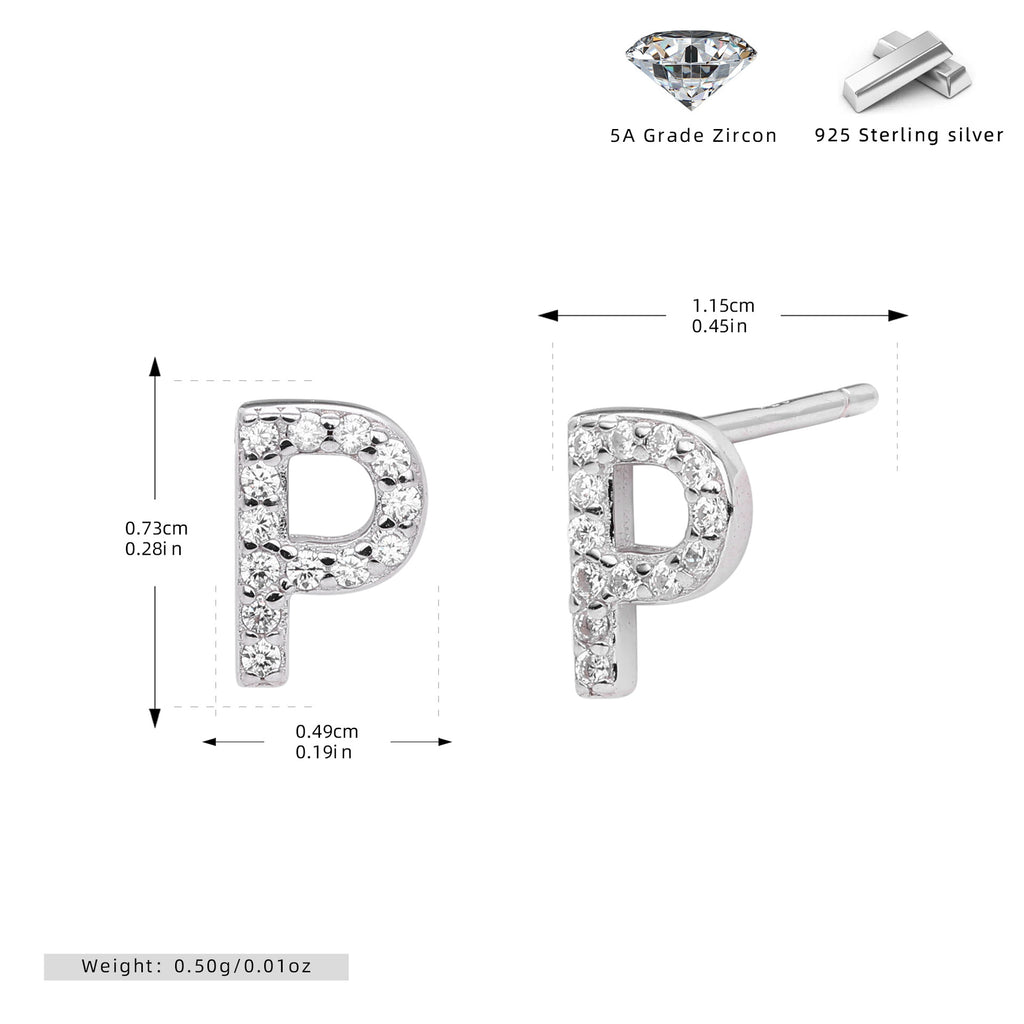 Damen Ohrstecker aus 925 Sterling Silber mit luxuriösem Zirkonbuchstaben R Shop Nory