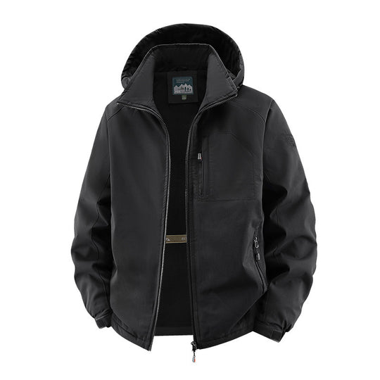 Herren Winddichte Softshell-Thermojacke mit Fleece-Innenfutter und Kapuze Shop Nory