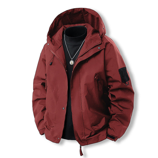 Herren funktionale Outdoor-Jacke mit verstellbarer Kapuze und praktischen Taschen