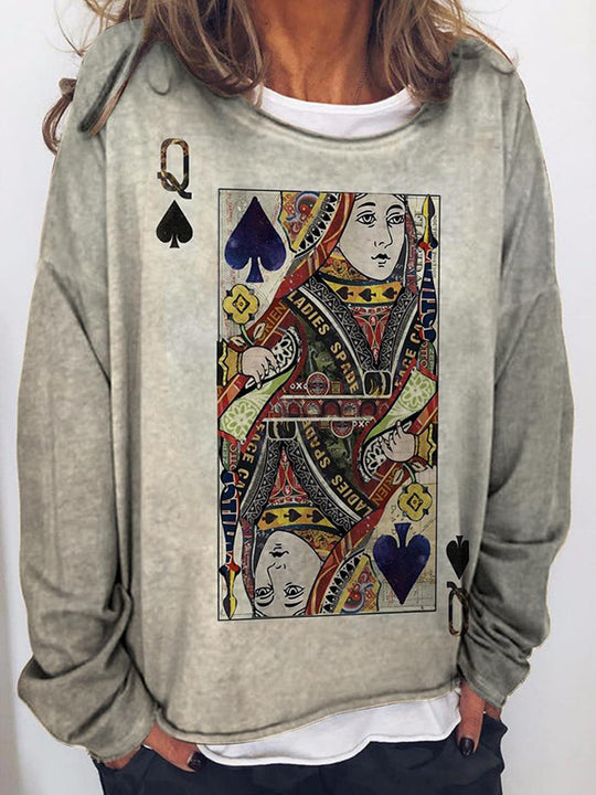 Damen Langärmeliges Oversize-Sweatshirt mit abstraktem Aquarell-Mosaikprint Shop Nory