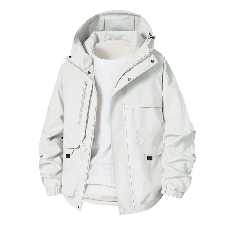 Herren Leichte wasserdichte Funktionsjacke mit Kapuze, Multitaschen und Raglanärmeln Shop Nory