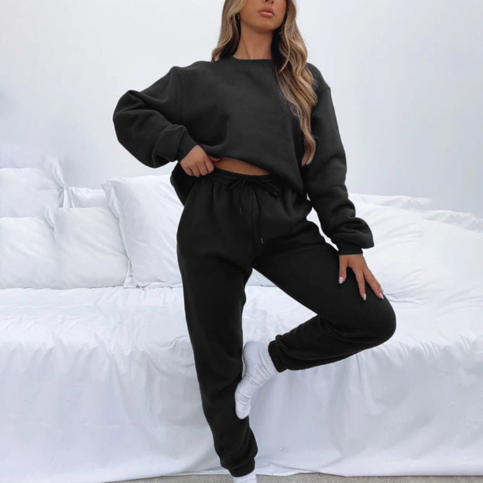 Jogginganzug Damen Sweatset aus Baumwollmix mit lockerem Schnitt