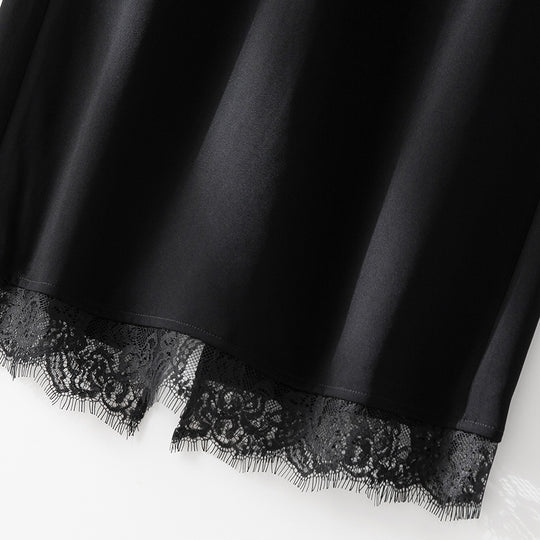 Damen Midirock aus Satin mit Spitzenbesatz und Seitentaschen Shop Nory
